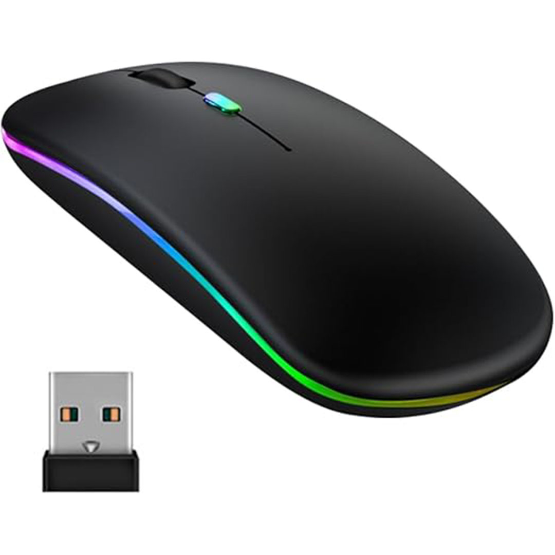 ماوس لاسلكي بإضاءة RGB - أسود