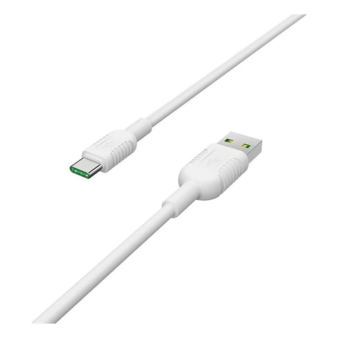 كابل بيانات وشحن بوروفون - USB/تايب سي - 1 متر - أبيض - BX33