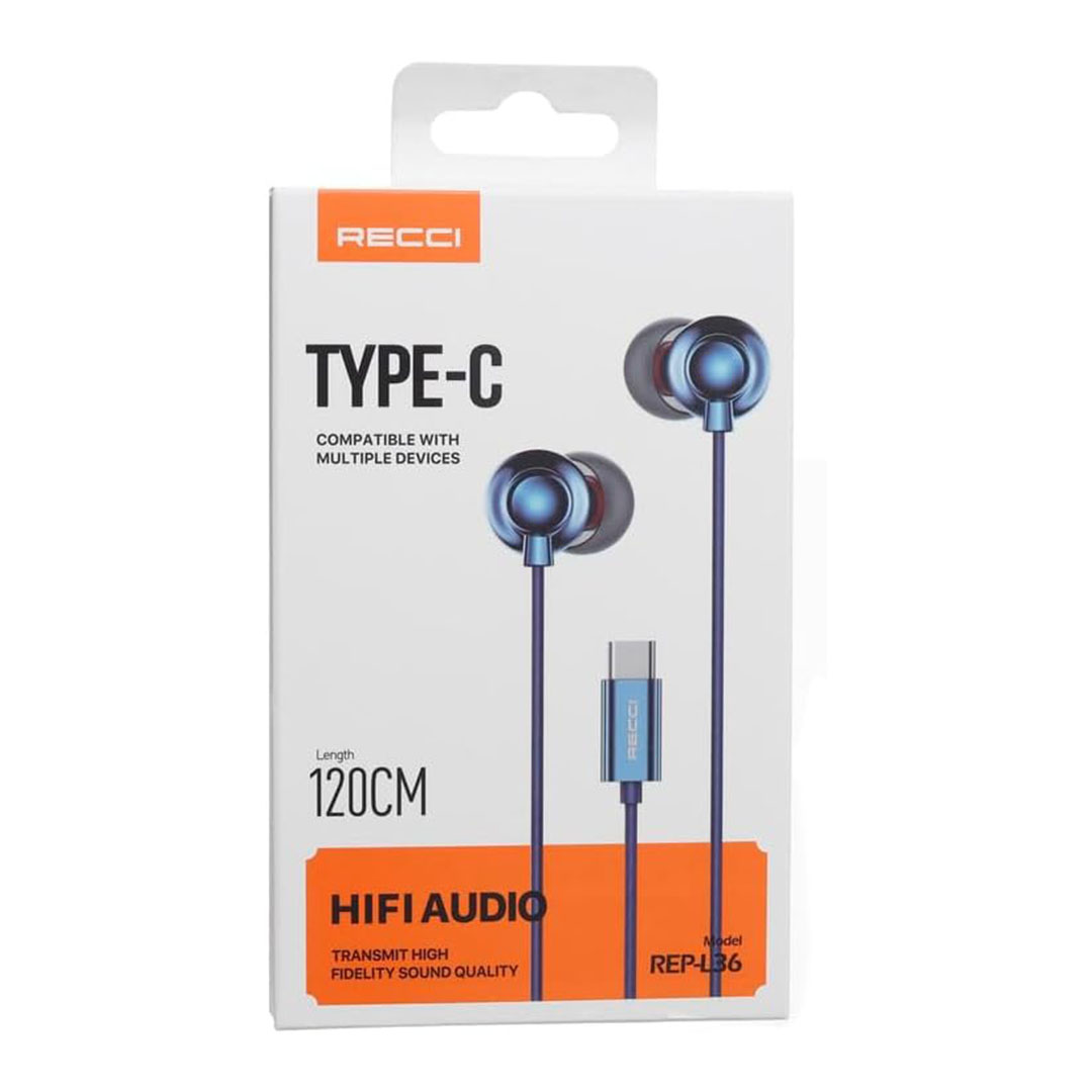 سماعات أذن سلكية من ريتشي بميكروفون - أزرق - REP-L36