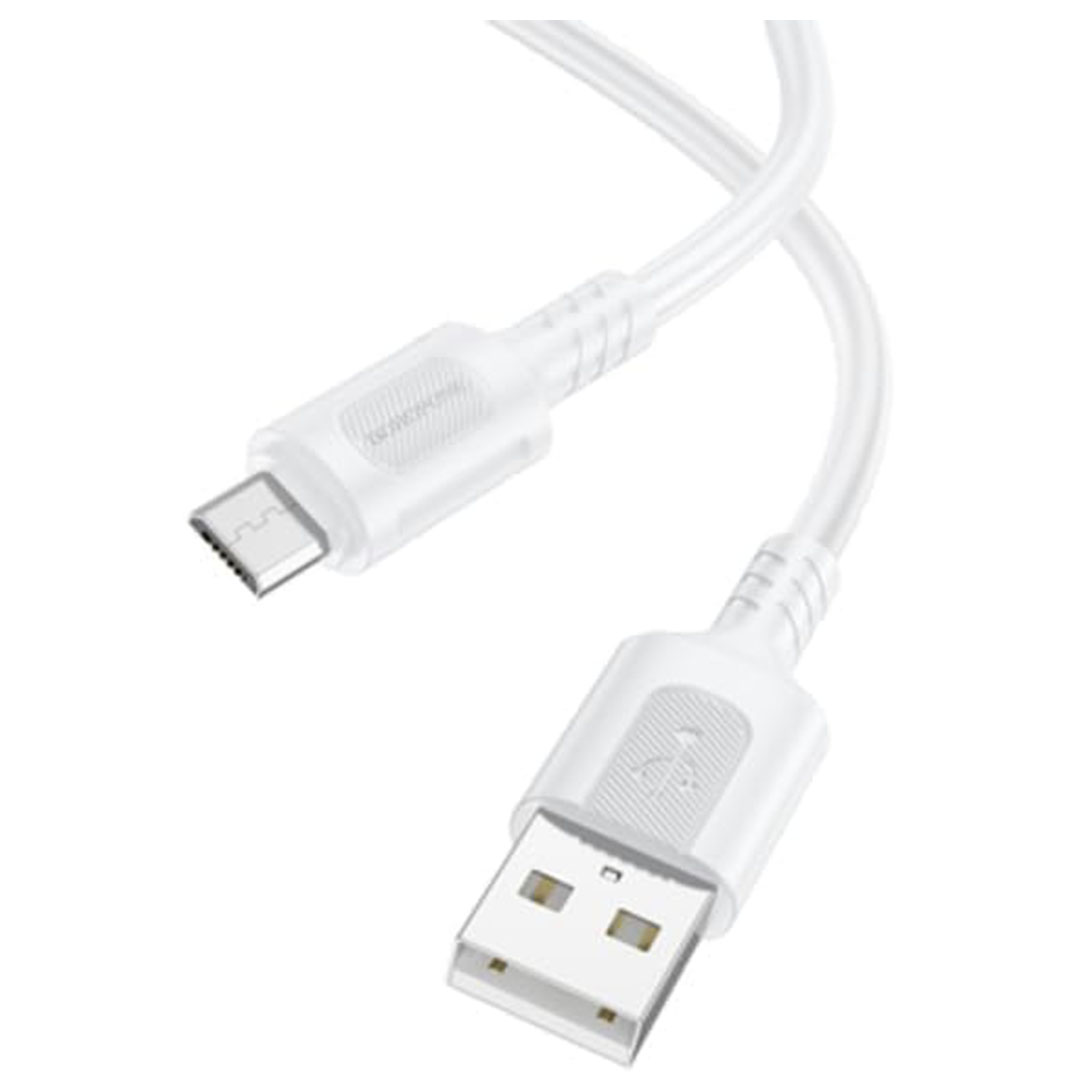 كابل بيانات وشحن بوروفون - USB/ميكرو - 1 متر - أبيض - BX111