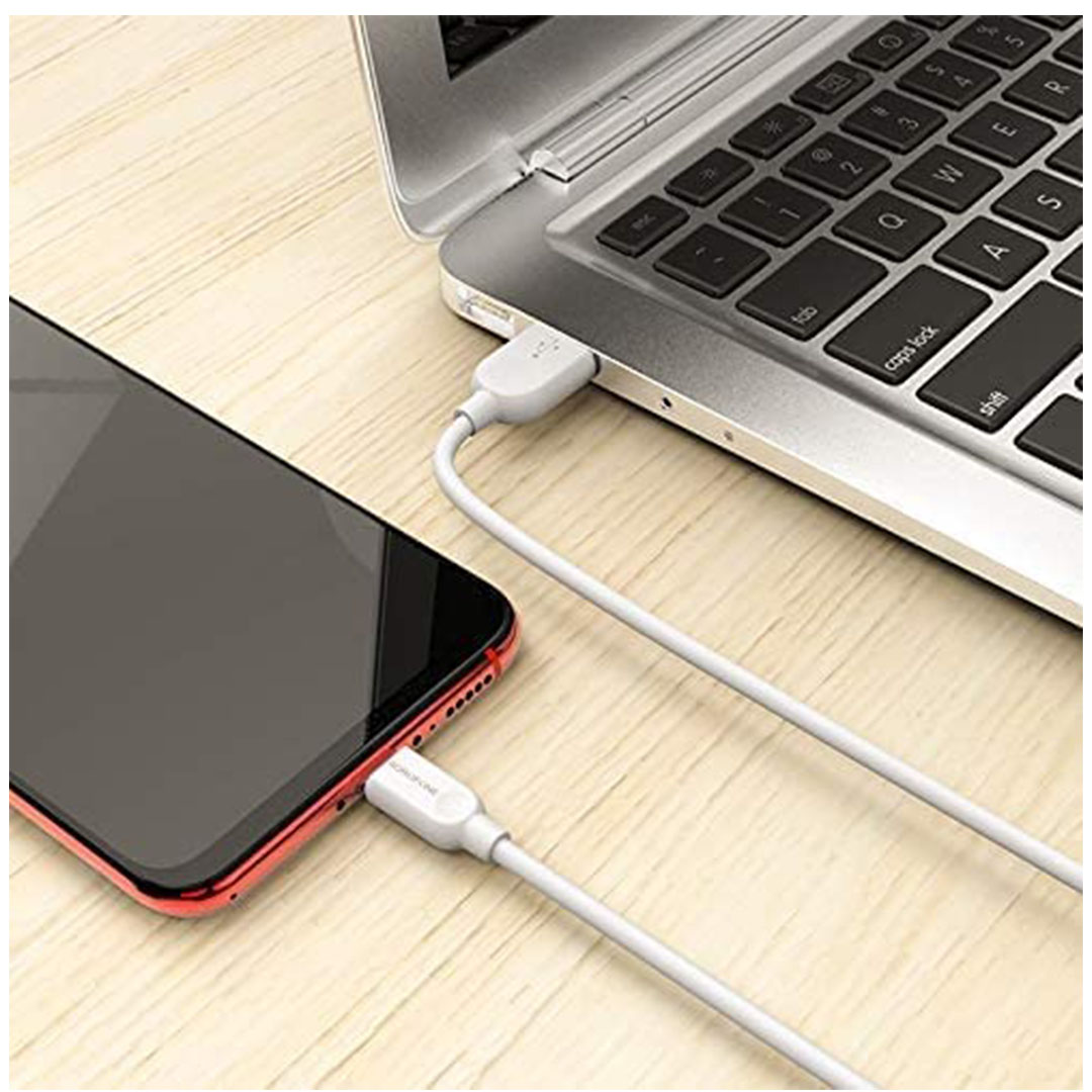 كابل بيانات وشحن بوروفون - USB/ميكرو - 3 متر - أبيض - BX14