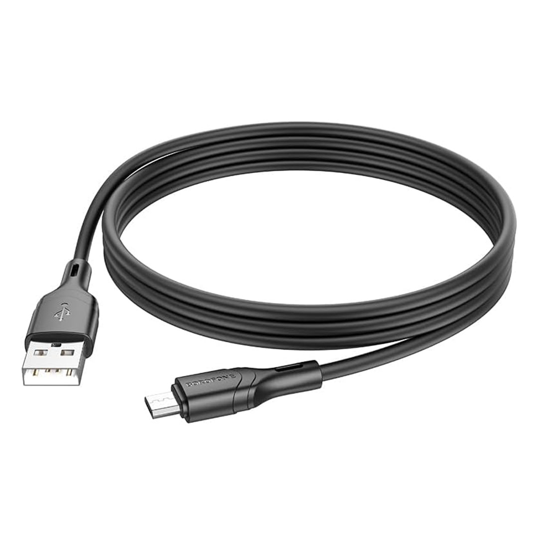 كابل بيانات وشحن بوروفون - USB/ميكرو - 1 متر - أسود - BX99