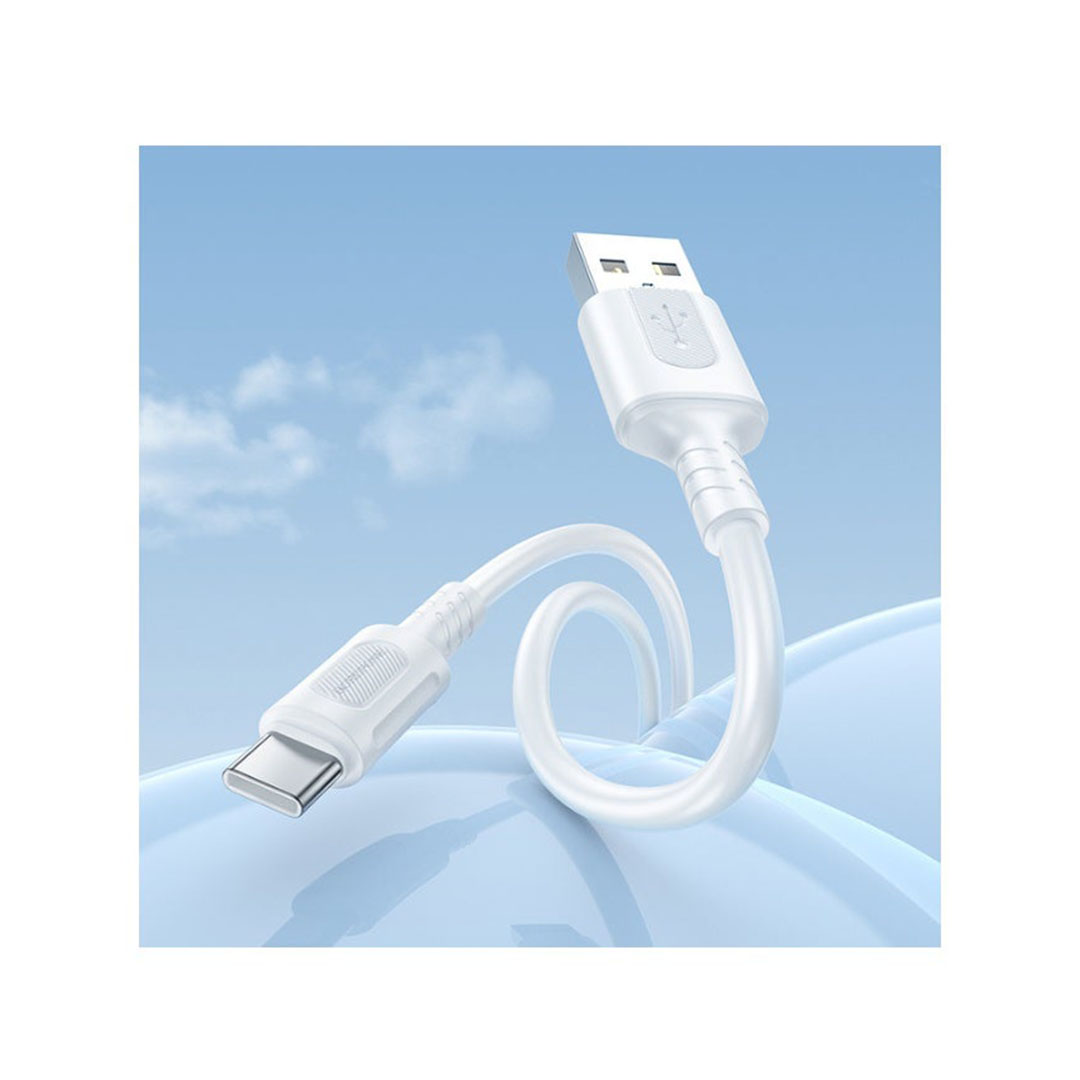 كابل بيانات وشحن بوروفون - USB/تايب سي - 1 متر - أبيض - BX111