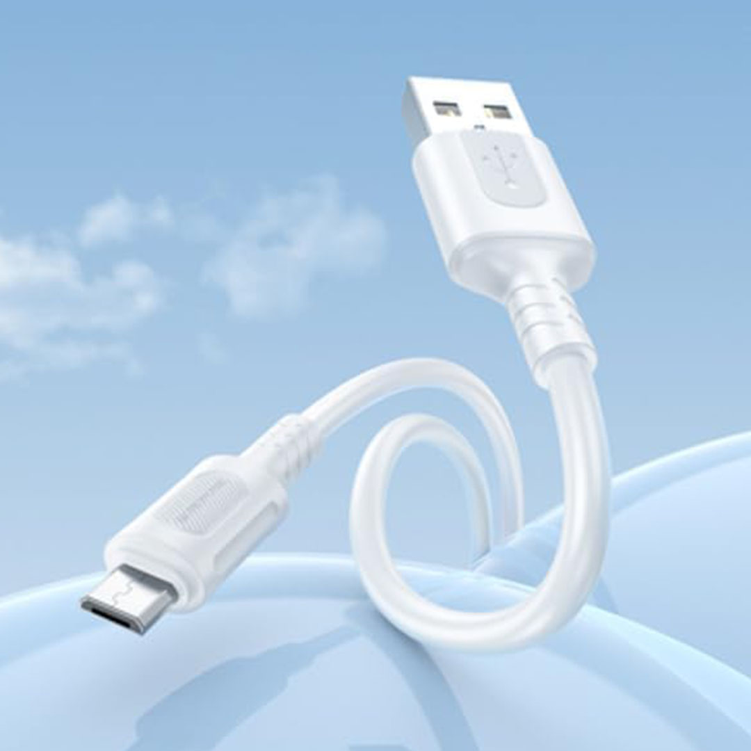 كابل بيانات وشحن بوروفون - USB/ميكرو - 1 متر - أبيض - BX111