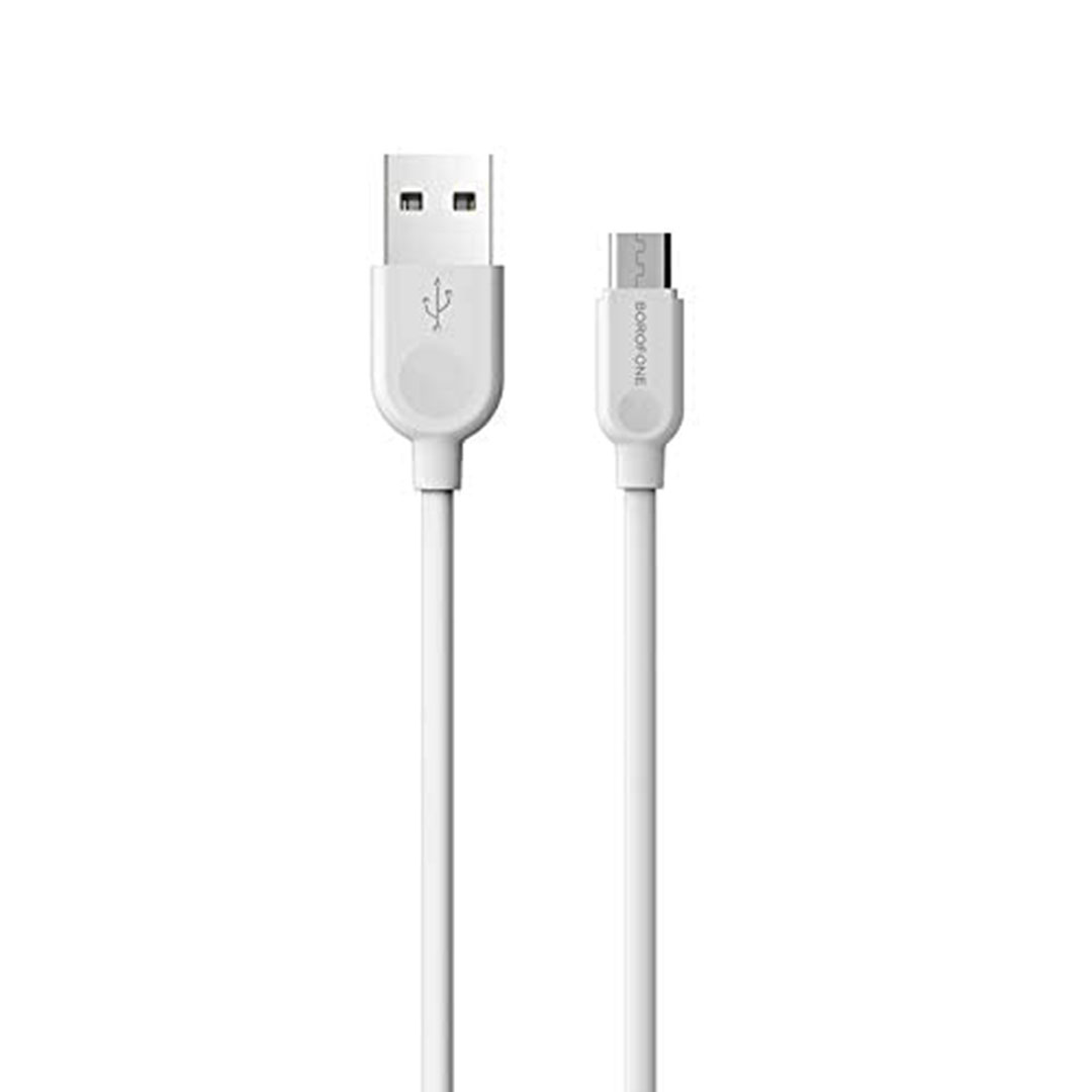 كابل بيانات وشحن بوروفون - USB/ميكرو - 3 متر - أبيض - BX14