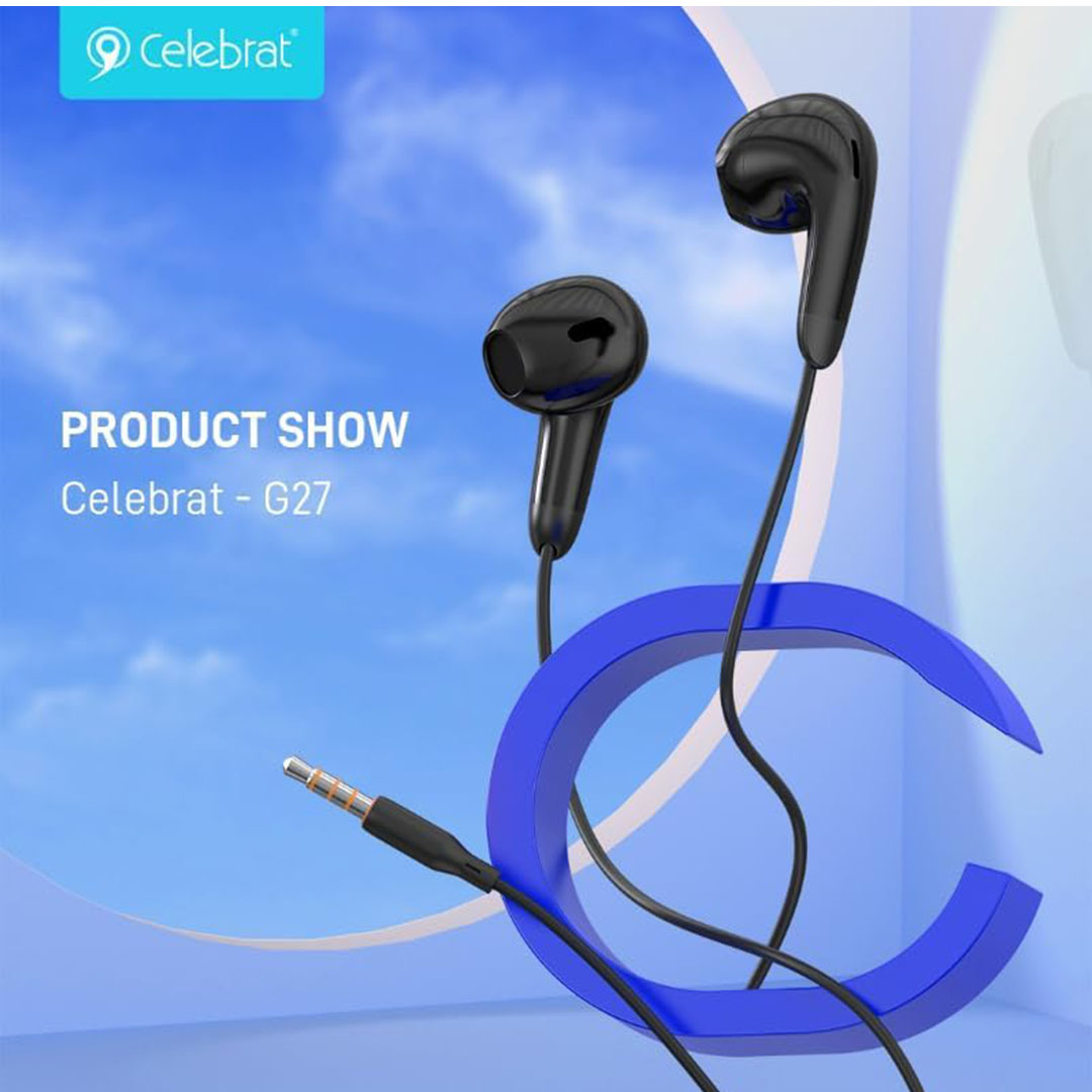 سماعات أذن ستيريو سلكية بميكرفون من سيليبريت - أسود - G27