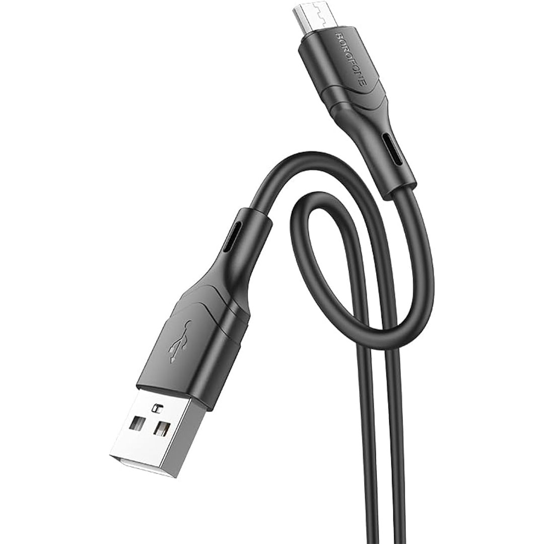 كابل بيانات وشحن بوروفون - USB/ميكرو - 1 متر - أسود - BX99