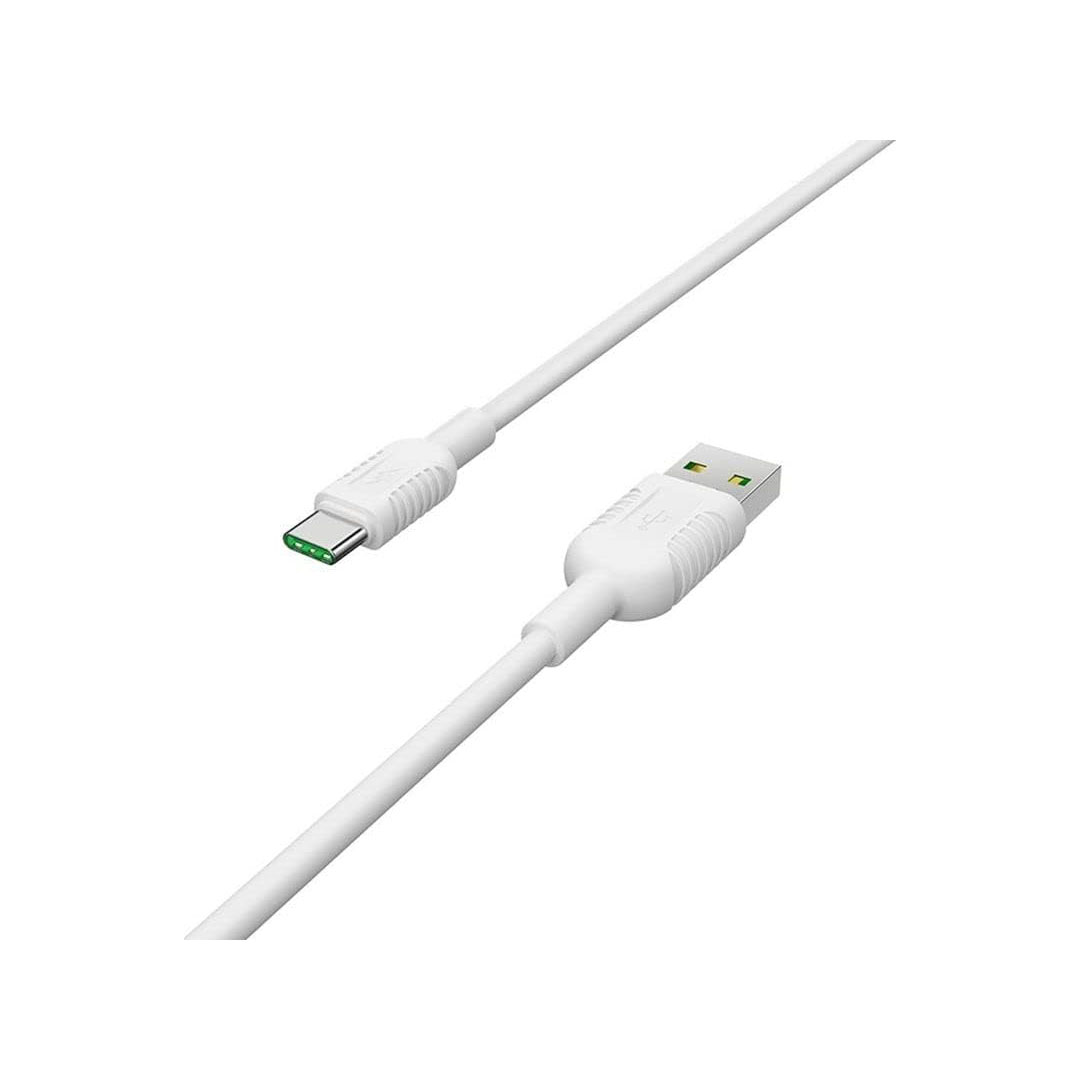 كابل بيانات وشحن بوروفون - USB/تايب سي - 1 متر - أبيض - BX33