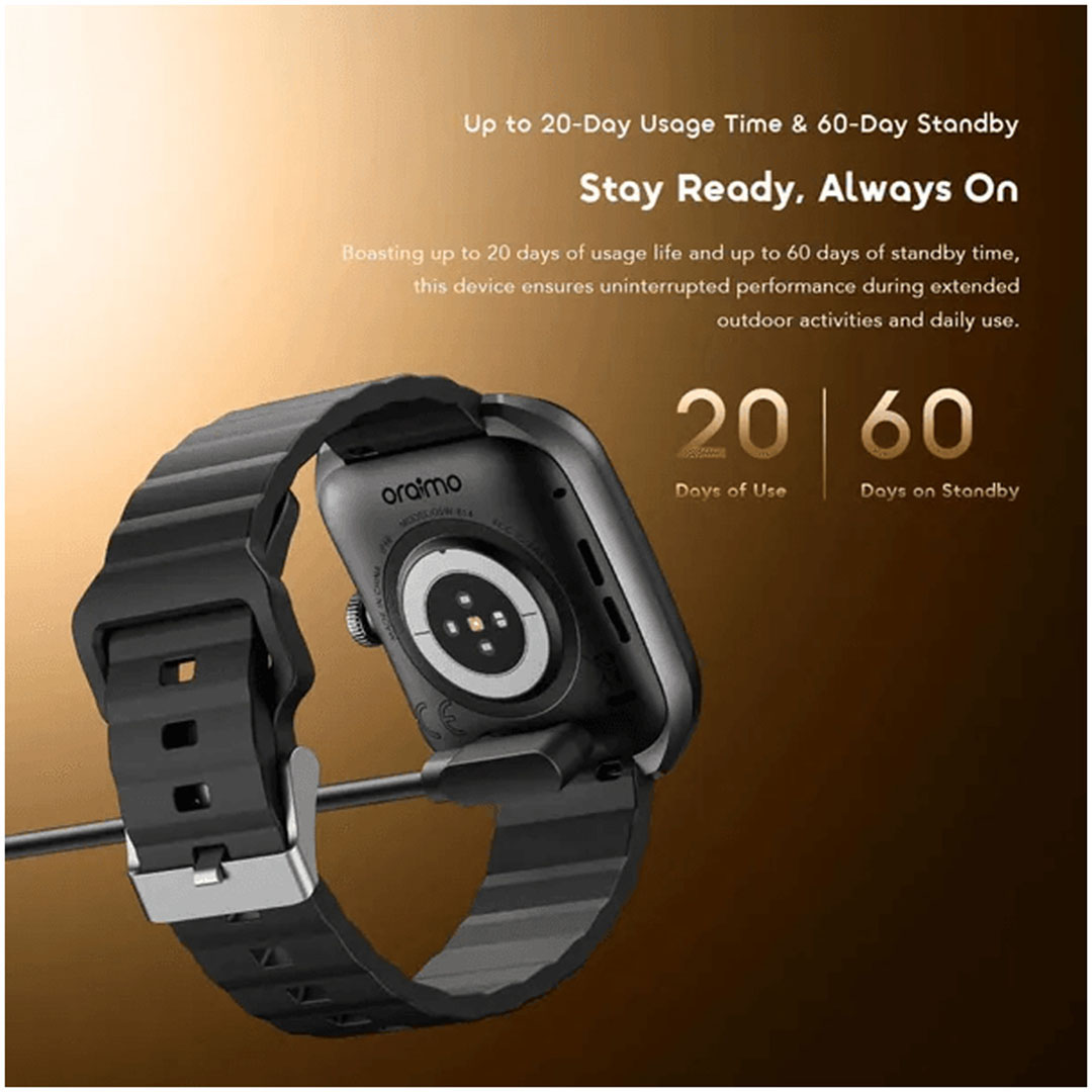 ساعة أورايمو نوفا 2 بشاشة منحنية اموليد 2.01 بوصة - أسود - Osw-814