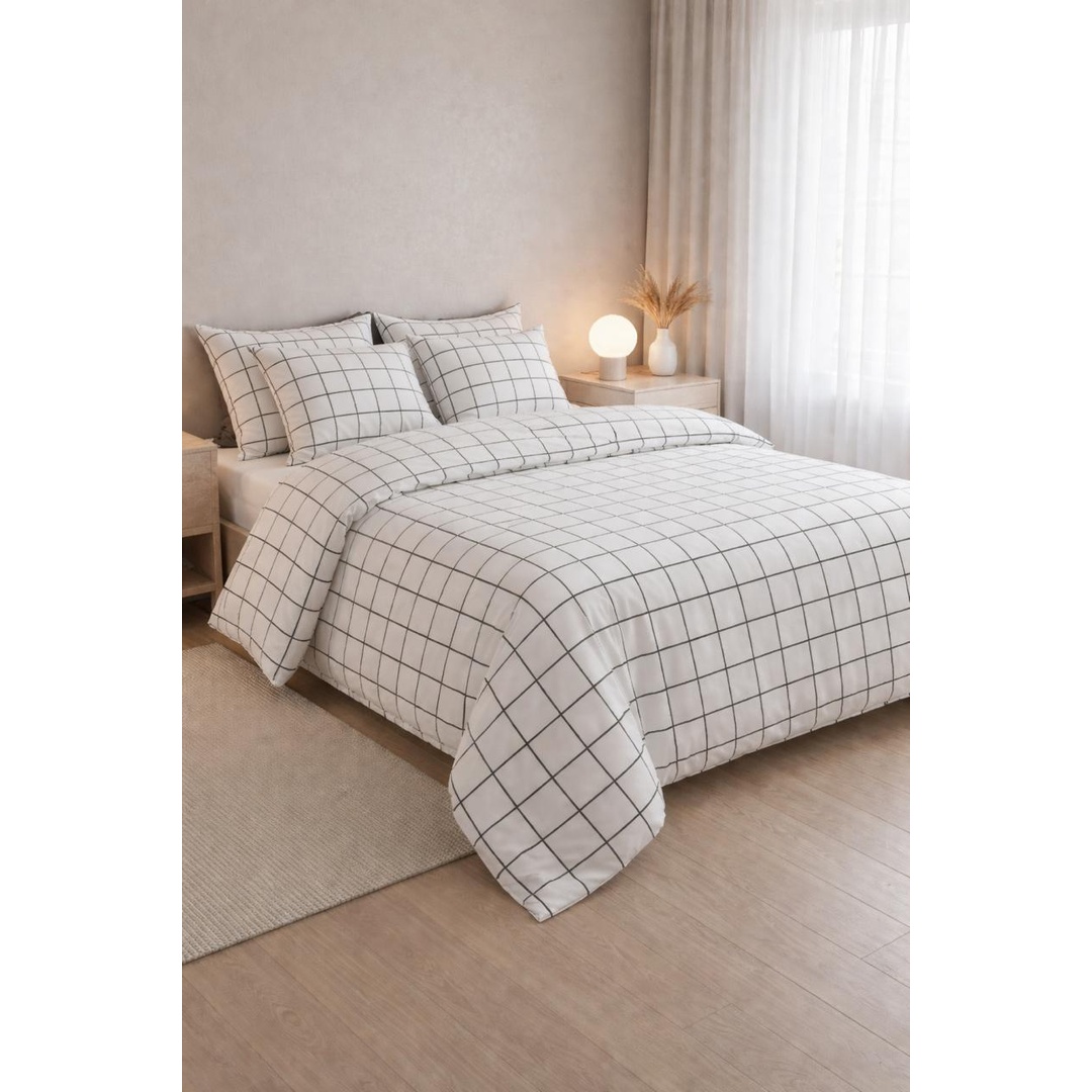 طقم ملاية سرير من يارلن + 2 كيس مخدة - مربعات - 160 سم