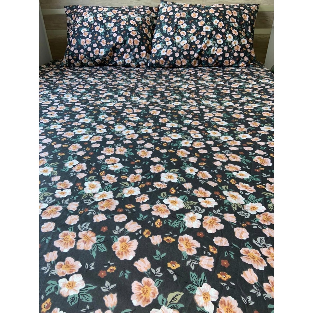 طقم ملاية سرير بأستك من يارلن + 2 كيس مخدة - فلورال - 200 سم