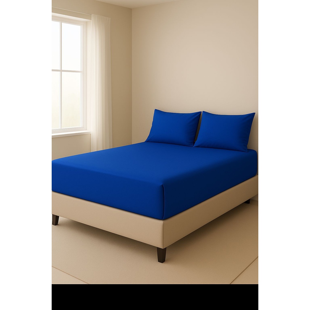 طقم ملاية سرير بأستك من يارلن + 2 كيس مخدة - بلو - 180 سم