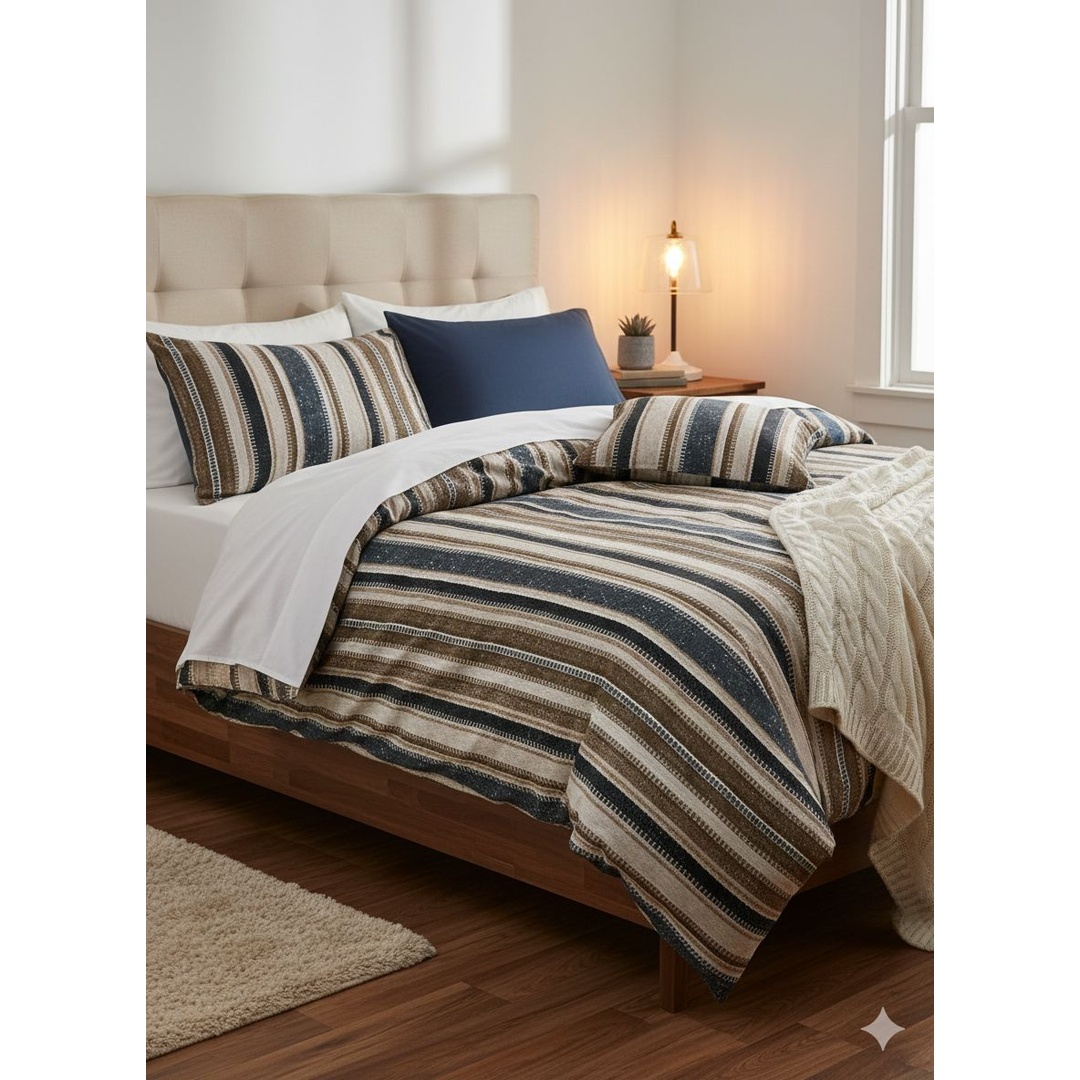 كيس لحاف بسوستة من يارلن - خطوط بني - 220×240 سم