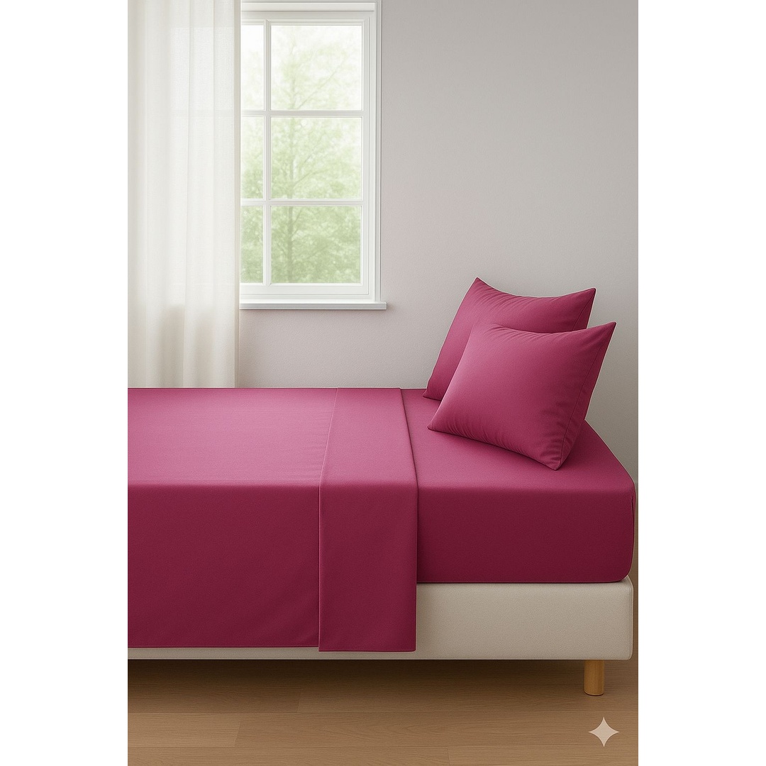 طقم ملاية سرير من يارلن + 2 كيس مخدة - هوت بينك - 200 سم