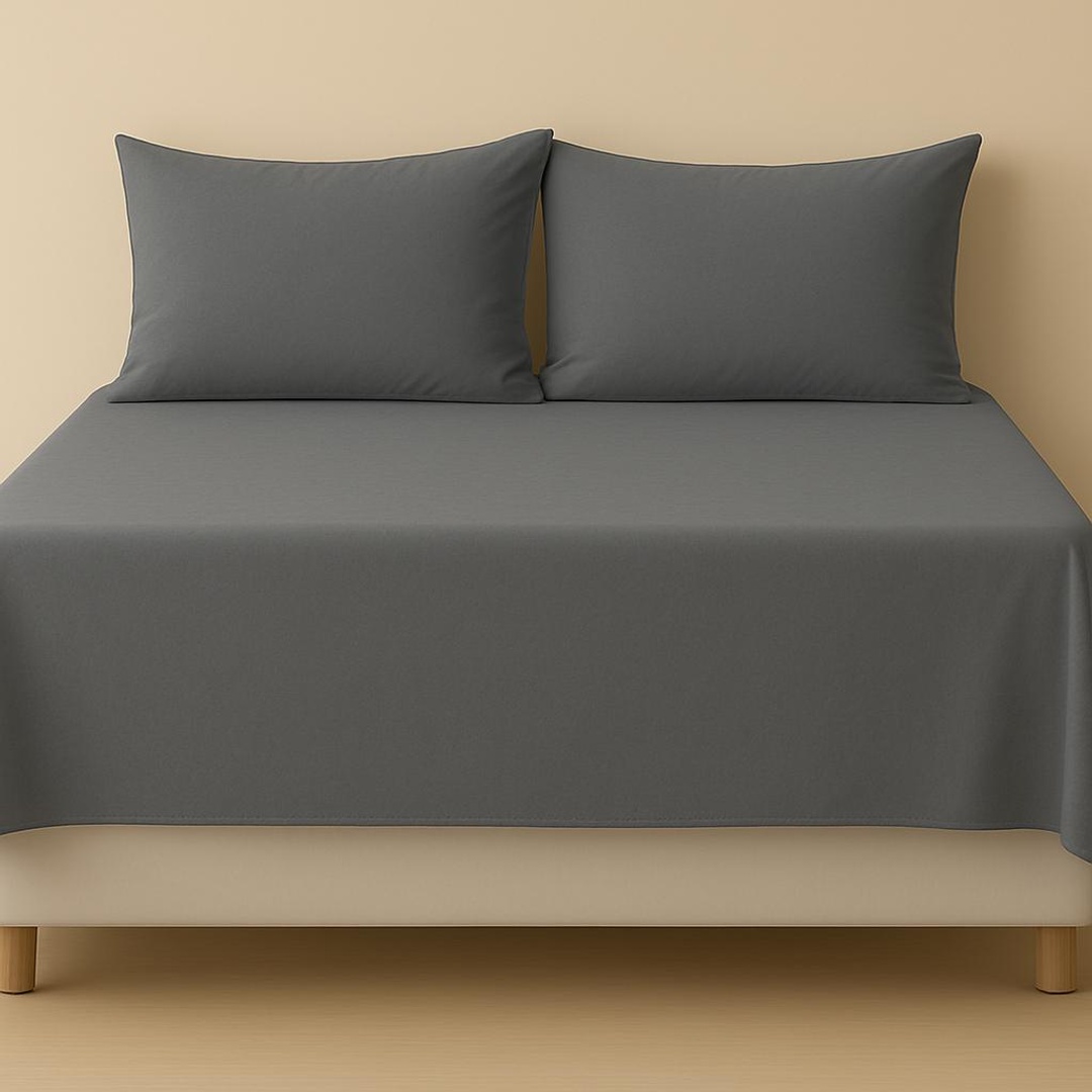 طقم ملاية سرير من يارلن + 2 كيس مخدة - رمادي - 200 سم