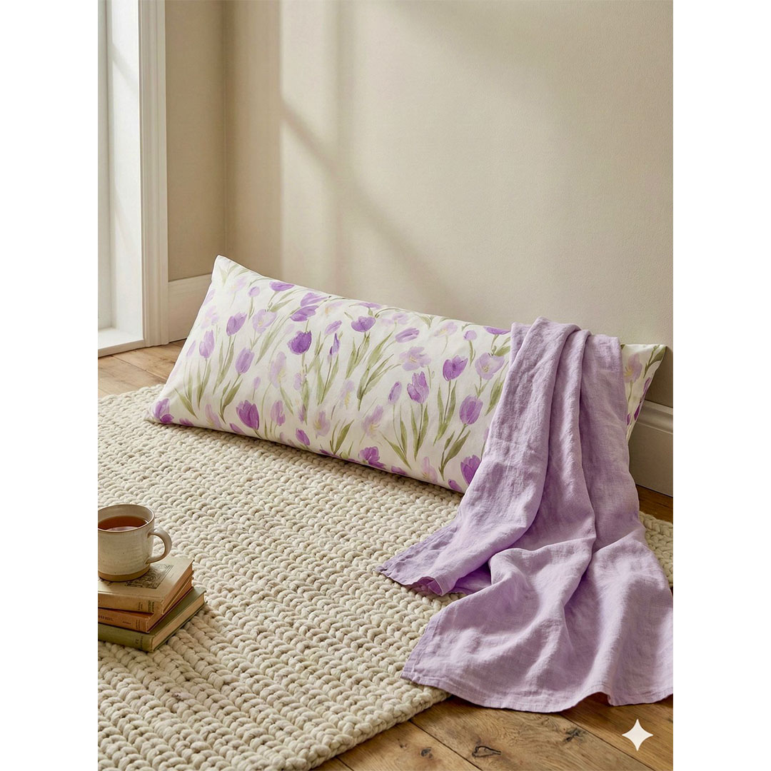 يارلن كيس مخدة طويل - بيربل لوتس - 180×45 سم