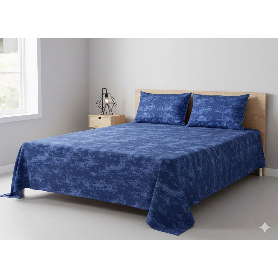 يارلن طقم ملاية عادية + 2 كيس مخدة صغيرة - نويز بلو - 160 سم