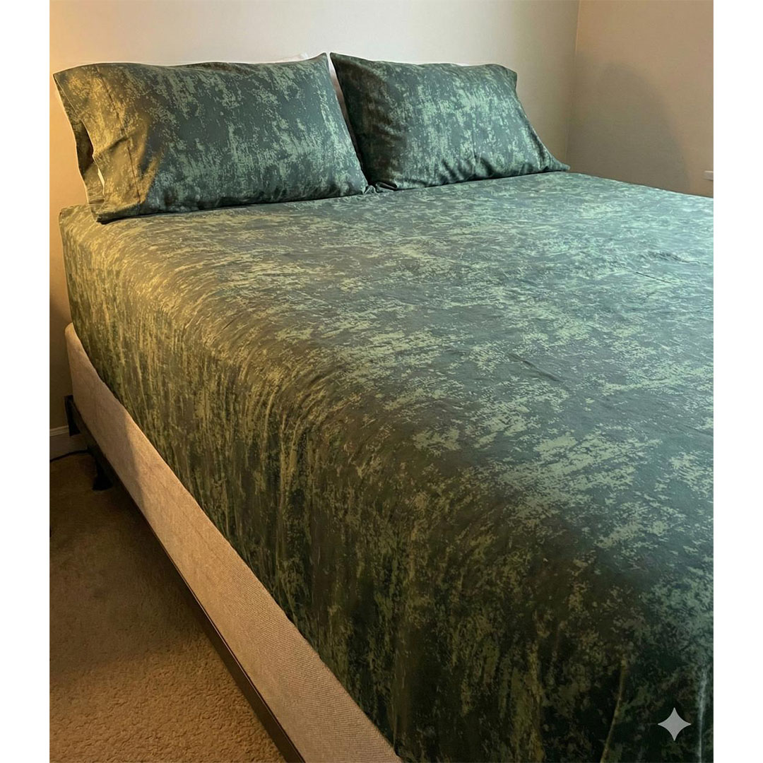 يارلن طقم ملاية بأستك + 2 كيس مخدة صغيرة - نويز جرين - 160 سم