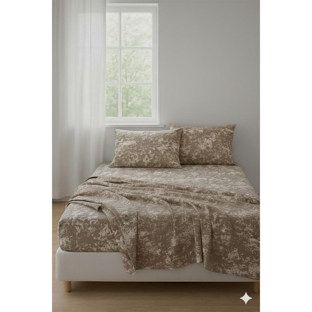 يارلن طقم ملاية عادية + 2 كيس مخدة صغيرة - نويز بيج - 160 سم