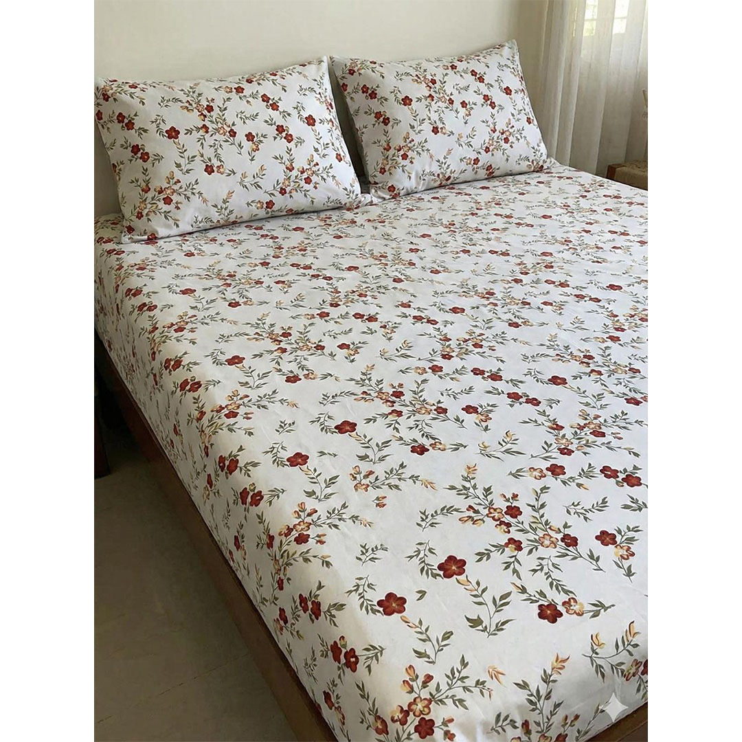 يارلن طقم ملاية بأستك + 2 كيس مخدة صغيرة - بتلات - 200 سم