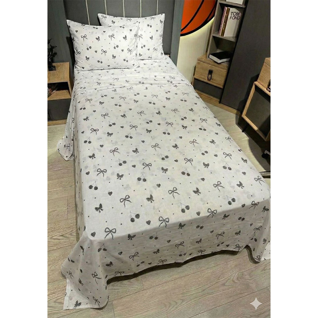 يارلن طقم ملاية عادية + 2 كيس مخدة صغيرة - جراي بيريز - 160 سم