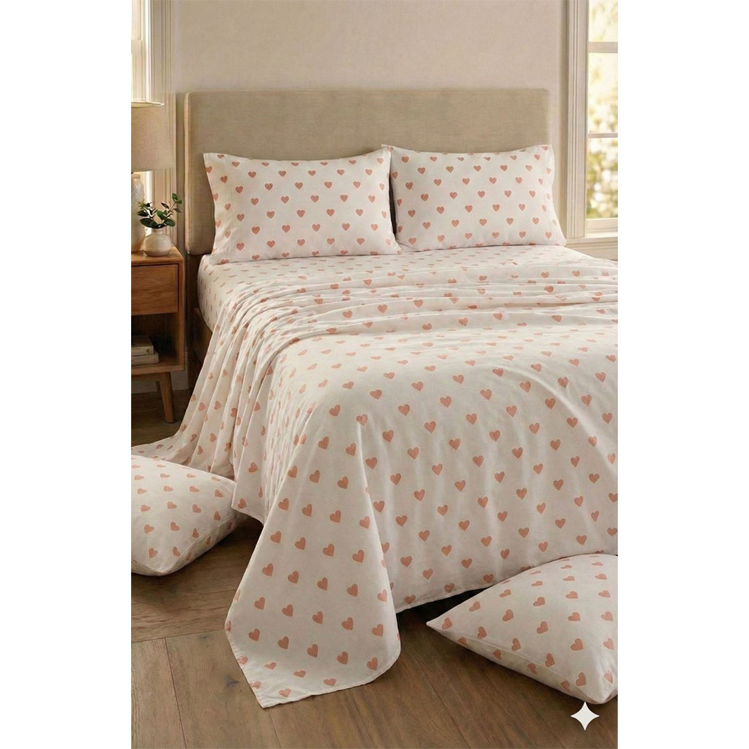 يارلن طقم ملاية عادية + 2 كيس مخدة صغيرة - ميني هارتس - 160 سم