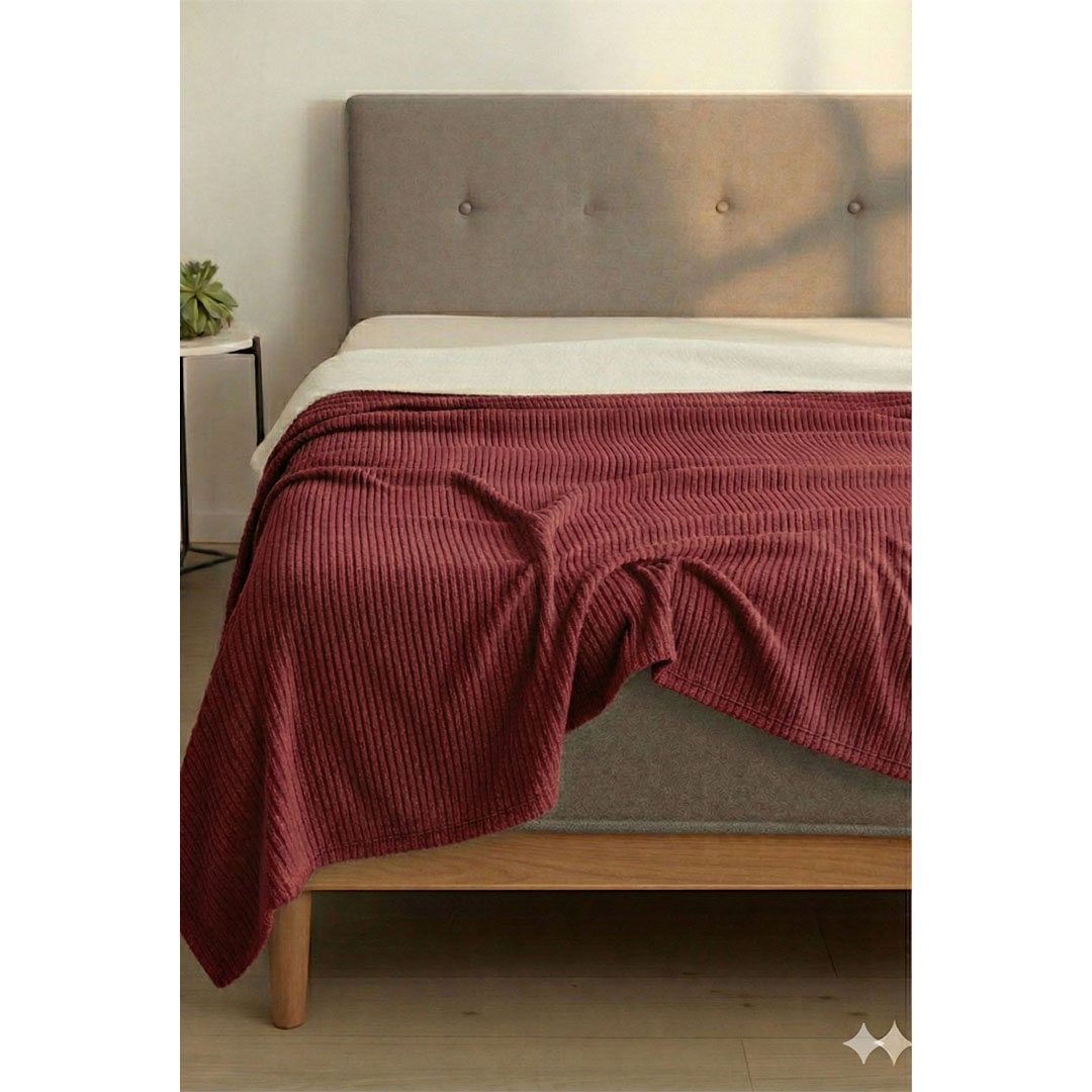 يارلن دفاية قطيفة - أحمر غامق - 220×240 سم