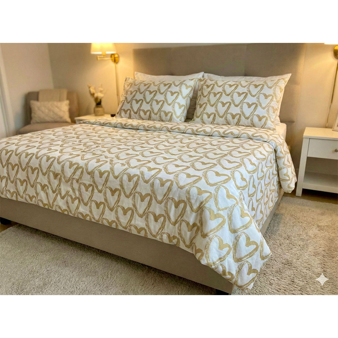 يارلن غطاء لحاف بسوستة - قلب دهبي كبير - 220×240 سم