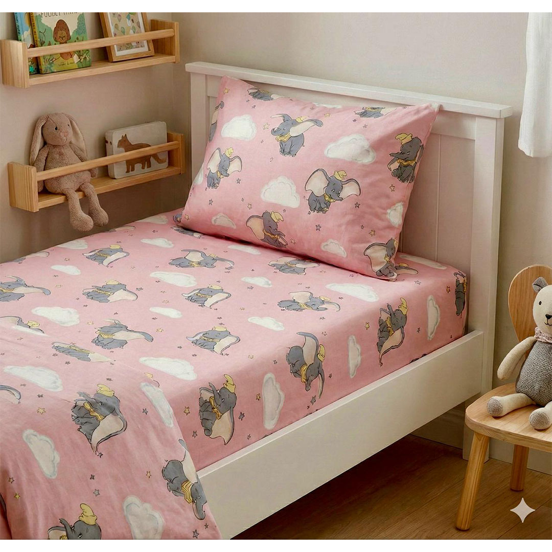 يارلن طقم أطفال ملاية بأستك + 1 كيس مخدة 50×70 سم - فيل