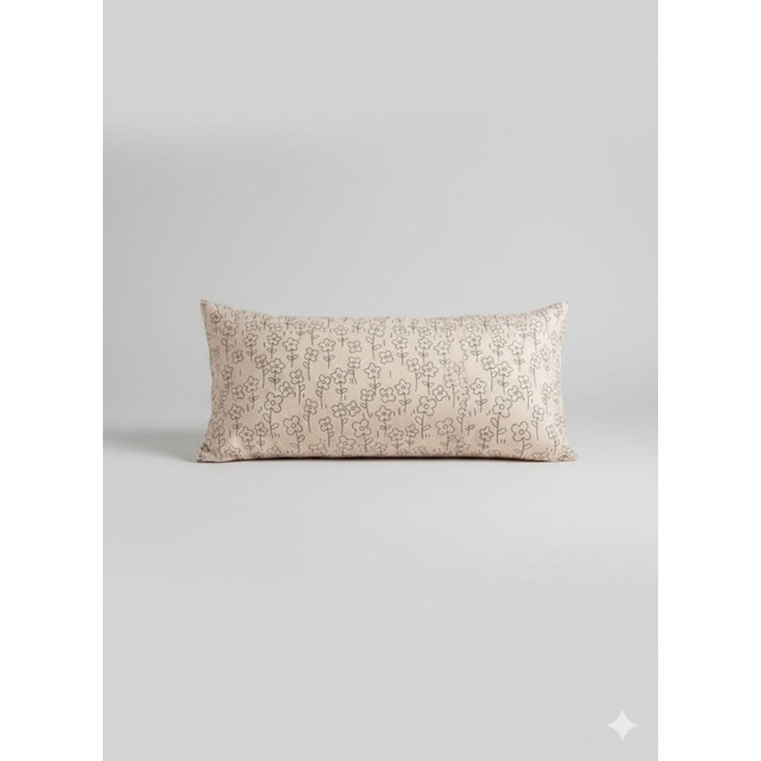 يارلن كيس مخدة طويل - 180*45 سم - تصميم ورد - بينك