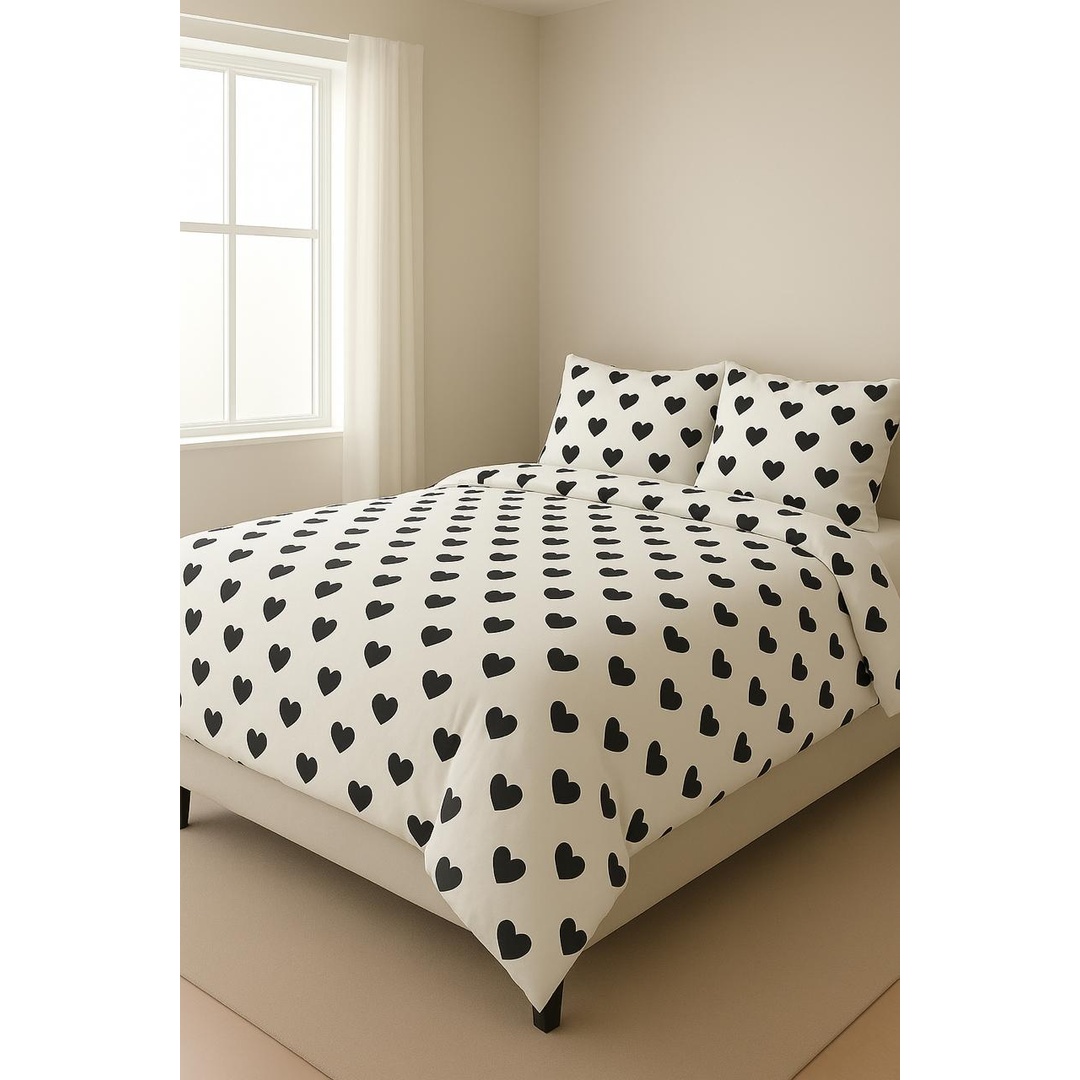 كيس لحاف بسوستة من يارلن - قلب أسود - 220×240 سم