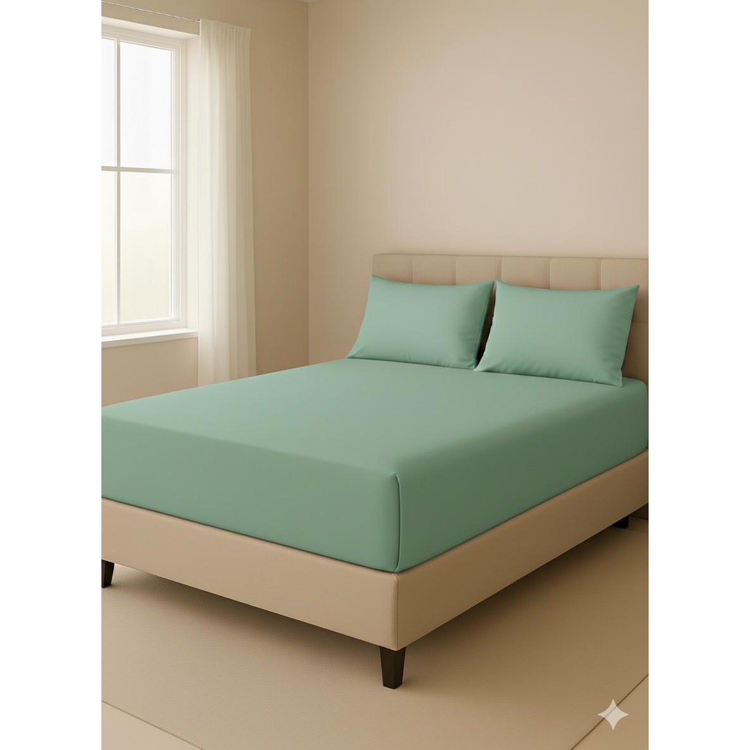 طقم ملاية سرير بأستك من يارلن + 2 كيس مخدة - مينت جرين - 160 سم