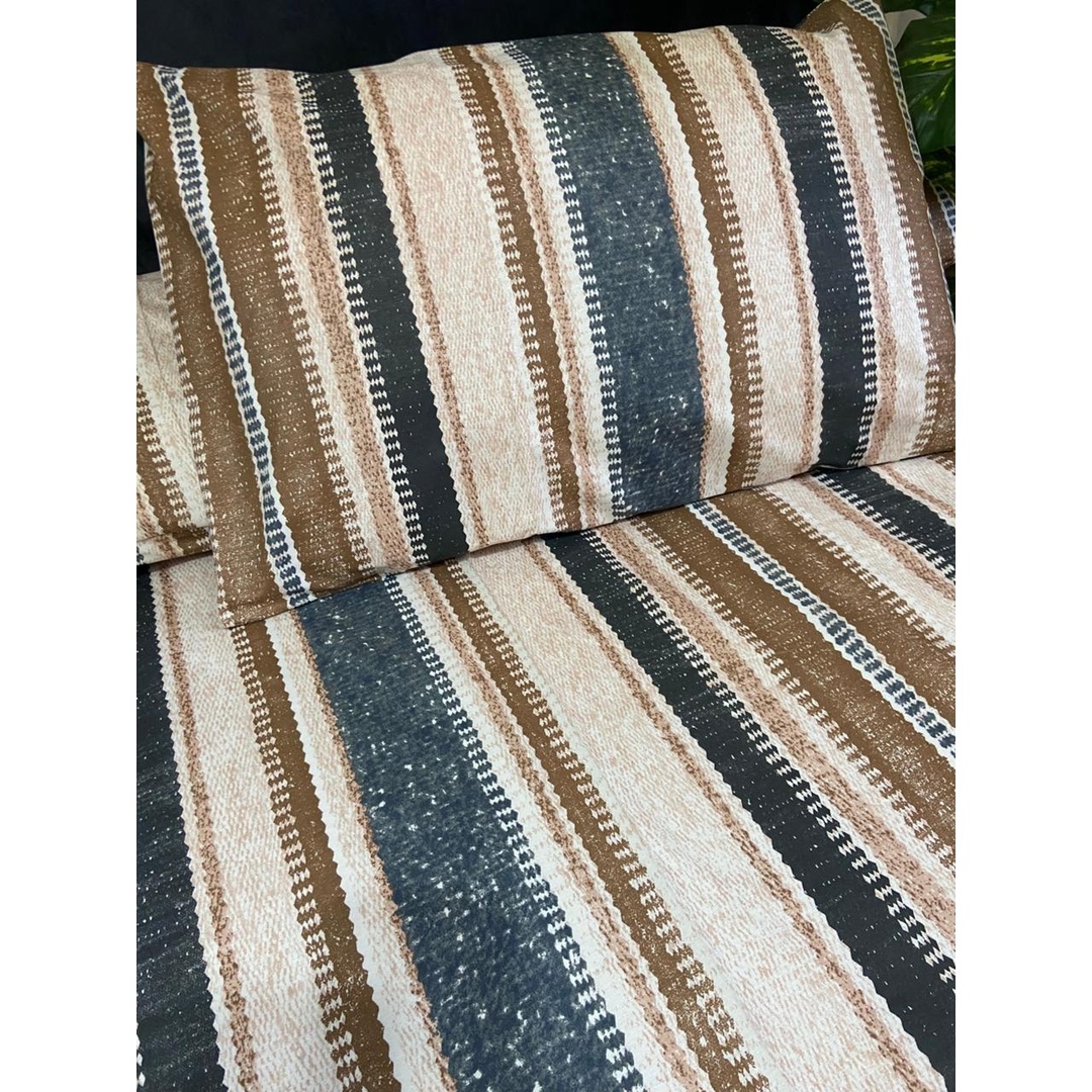 طقم ملاية سرير بأستك من يارلن + 2 كيس مخدة - خطوط بني - 160 سم