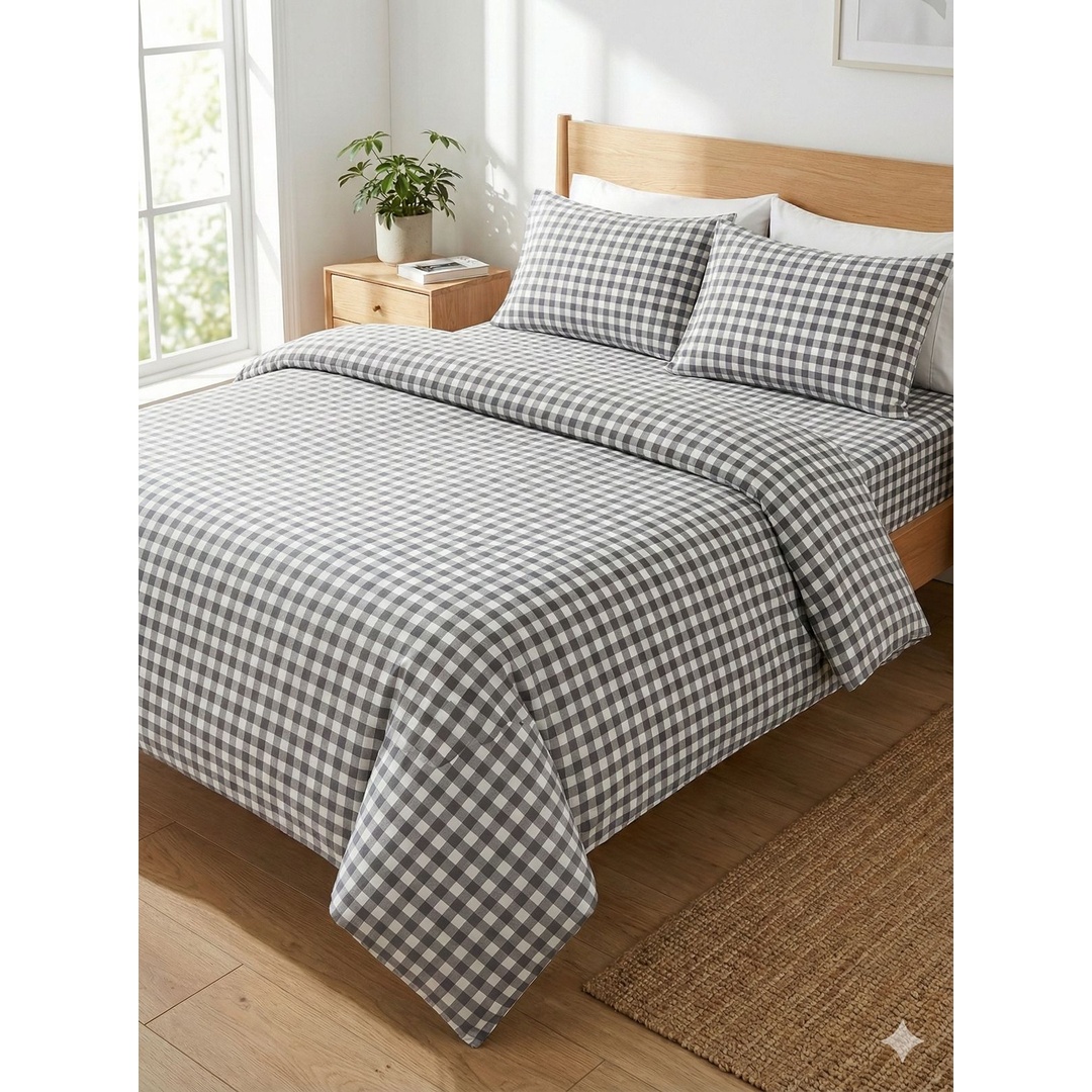 كيس لحاف بسوستة من يارلن - مربعات رمادي - 220×240 سم