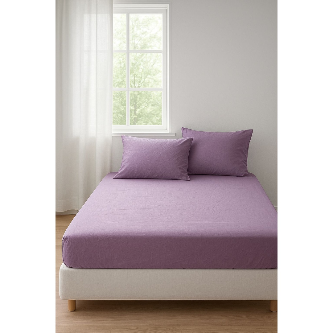 طقم ملاية سرير بأستك من يارلن + 2 كيس مخدة - لافندر - 200 سم