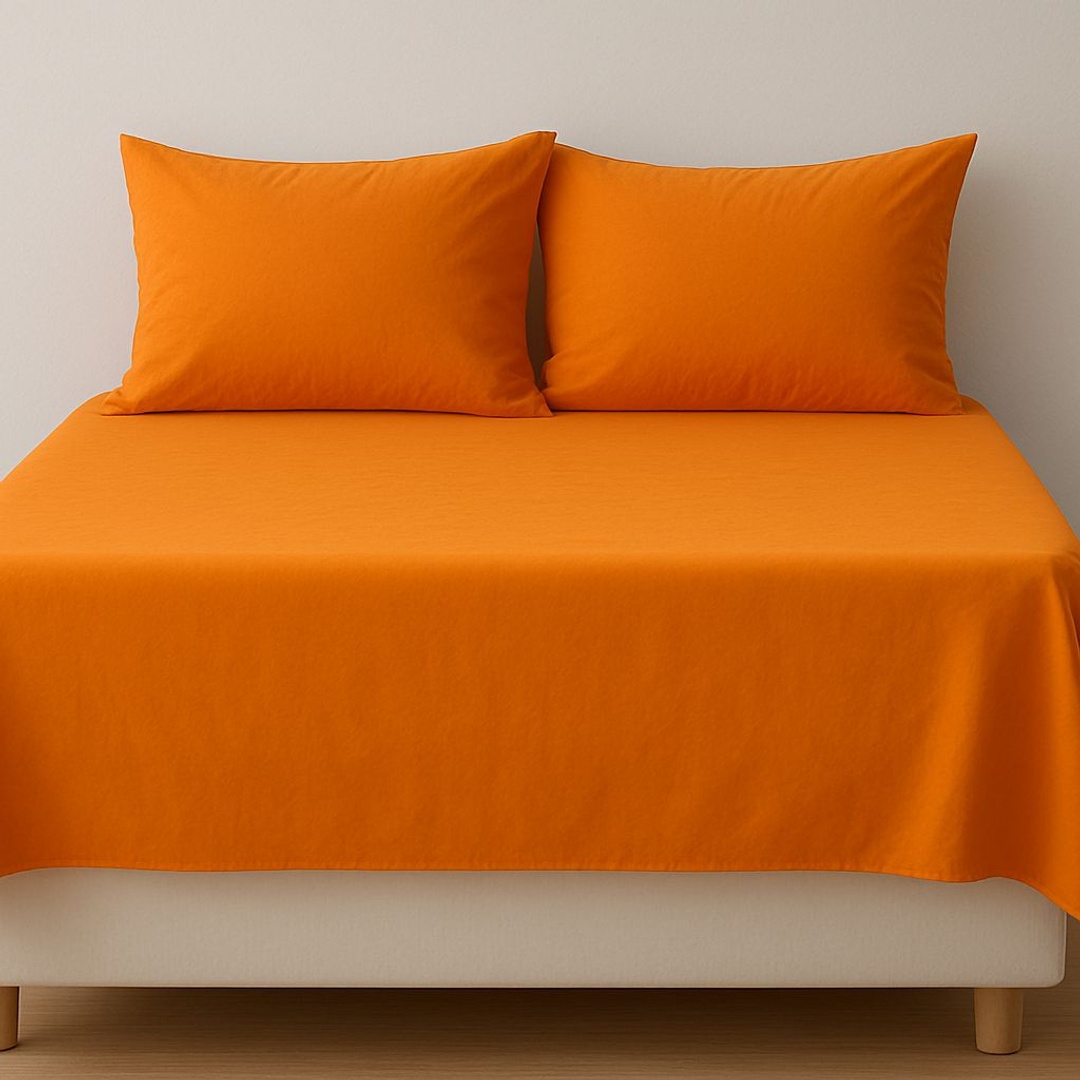طقم ملاية سرير من يارلن + 2 كيس مخدة - برتقالي - 160 سم