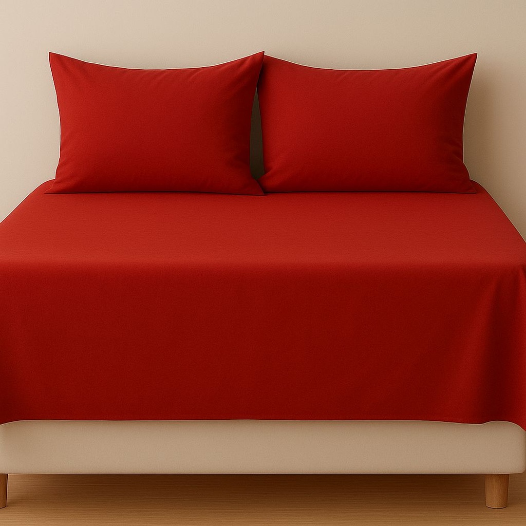 طقم ملاية سرير من يارلن + 2 كيس مخدة - أحمر - 180 سم