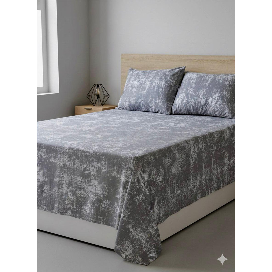 يارلن طقم ملاية عادية + 2 كيس مخدة صغيرة - نويز جراي - 200 سم