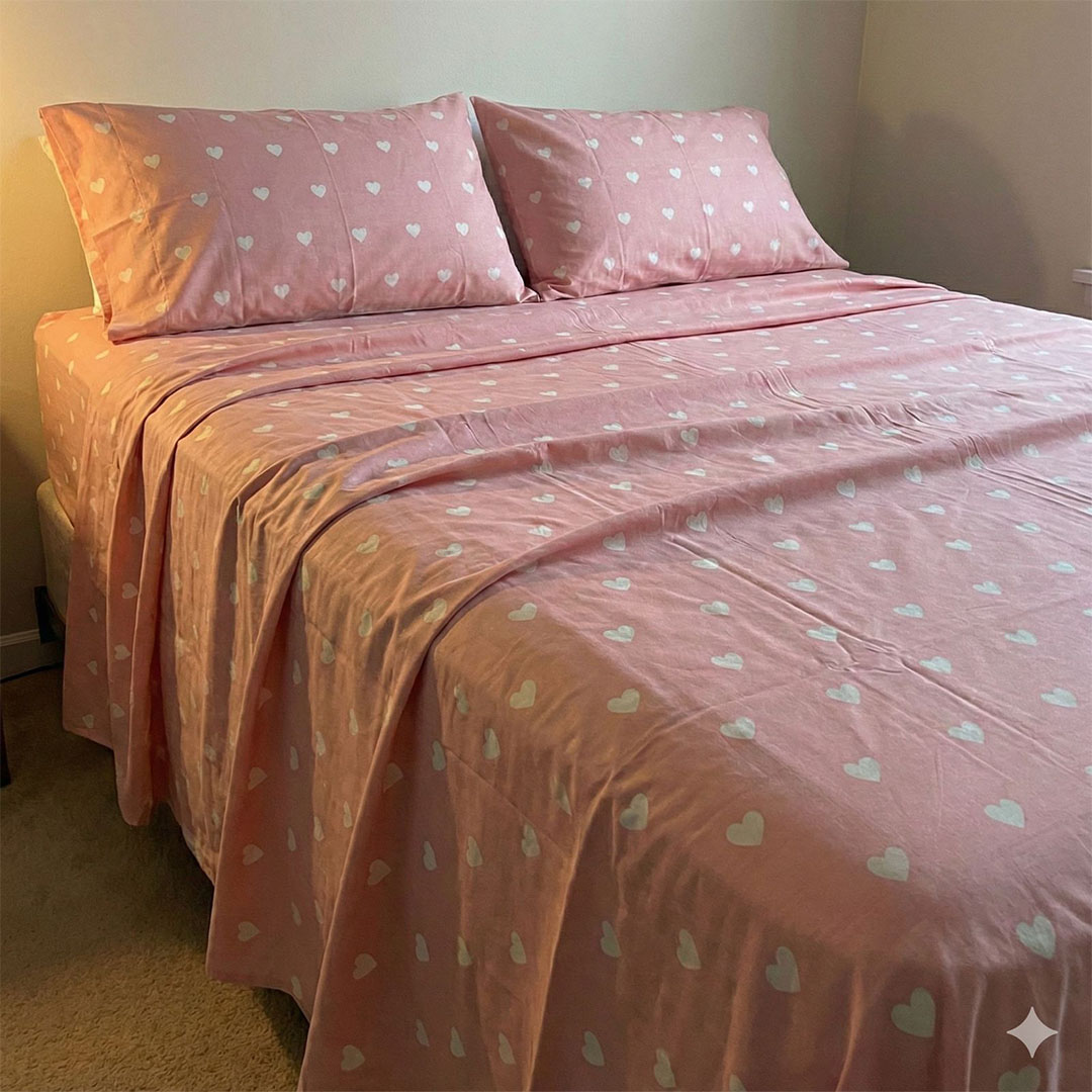 يارلن طقم ملاية عادية + 2 كيس مخدة صغيرة - ميني هارتس أبيض 1 - 160 سم