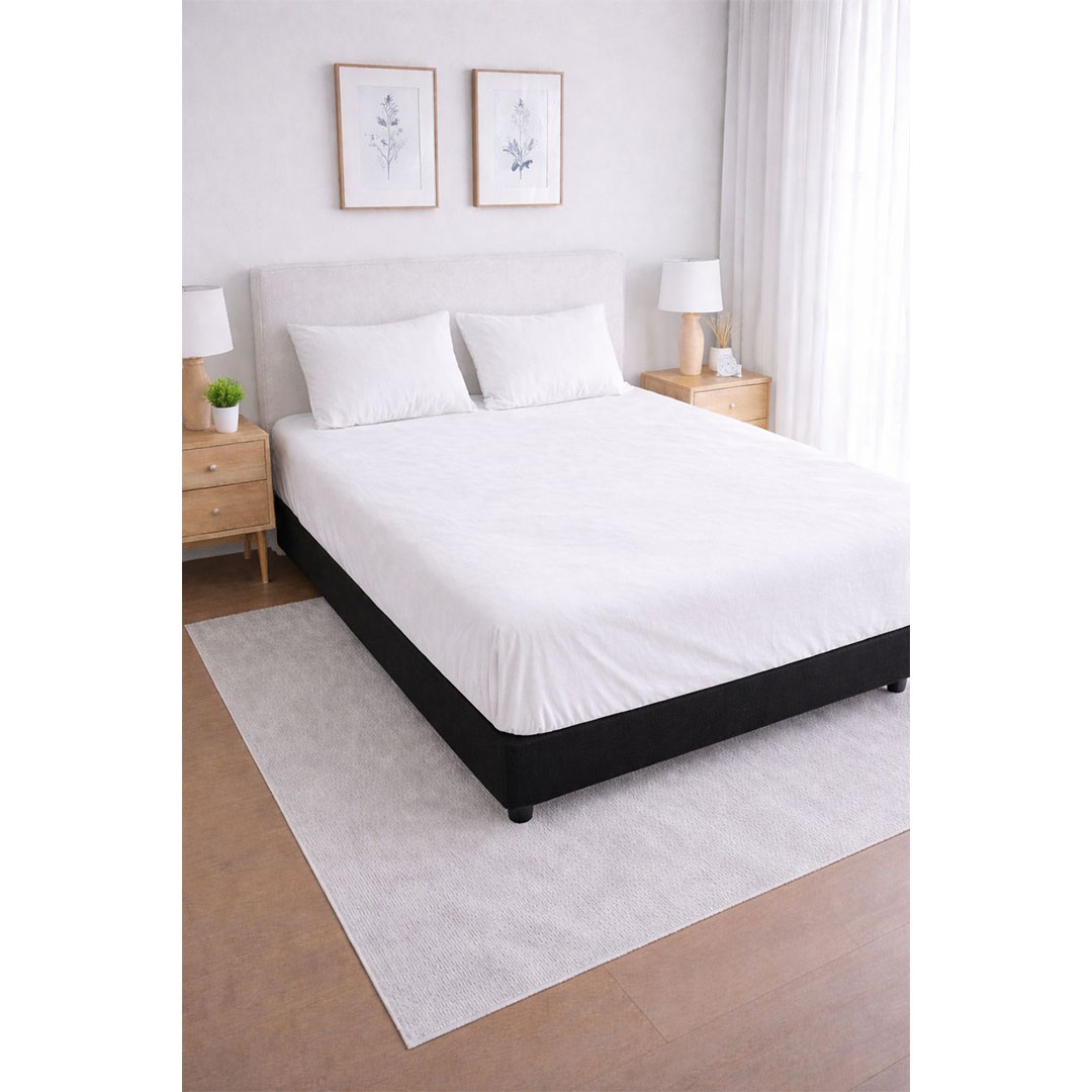 يارلن طقم ملاية قطيفة بأستك + 2 كيس مخدة 50×70 سم 180×200×30 سم - أبيض