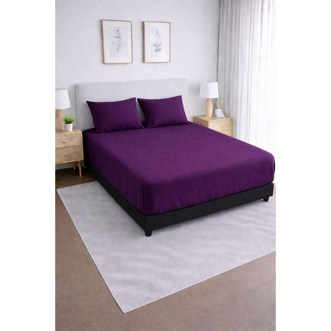 يارلن دفاية قطيفة 120×200×30 سم - بنفسجي + 1 كيس مخدة 50×70 سم