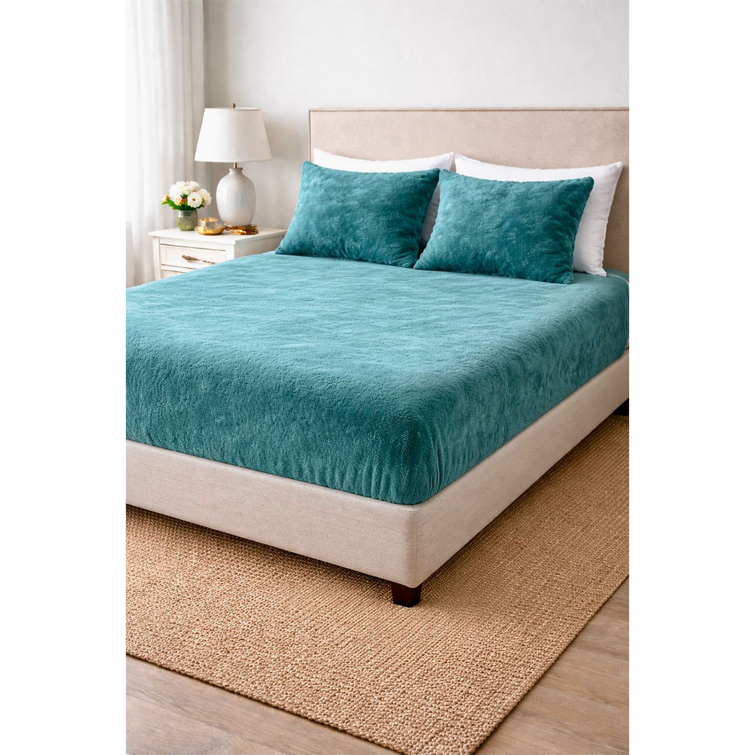 يارلن دفاية قطيفة 160×200×30 سم - تيل + 2 كيس مخدة 50×70 سم