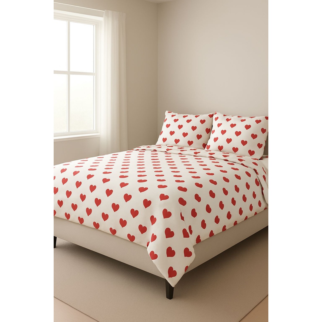 كيس لحاف بسوستة من يارلن - قلب أحمر - 220×240 سم