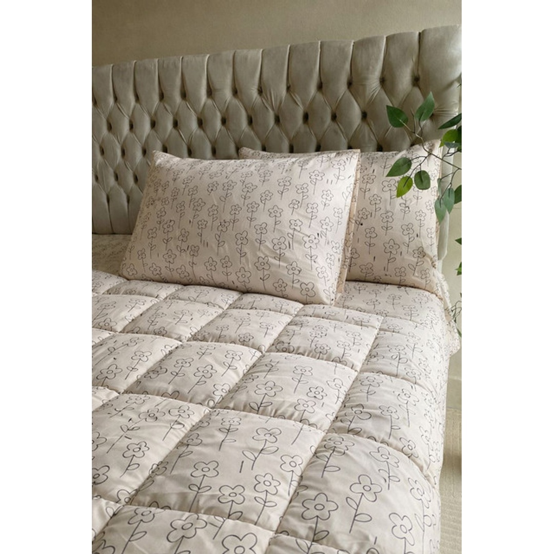 يارلن كيس لحاف بسوستة - 220*240 سم - تصميم ورد - بينك