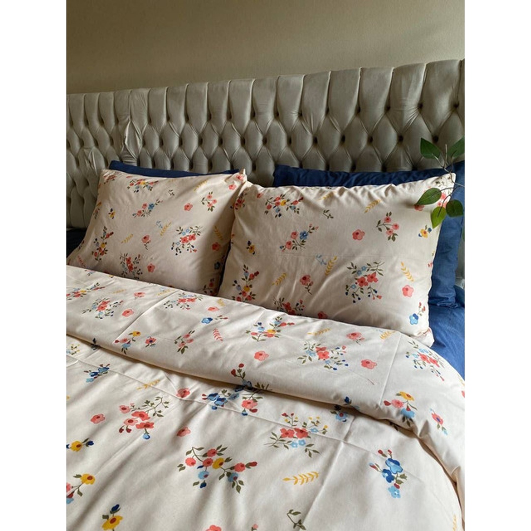 يارلن كيس لحاف بسوستة - 220*240 سم - ورد ملون - بينك