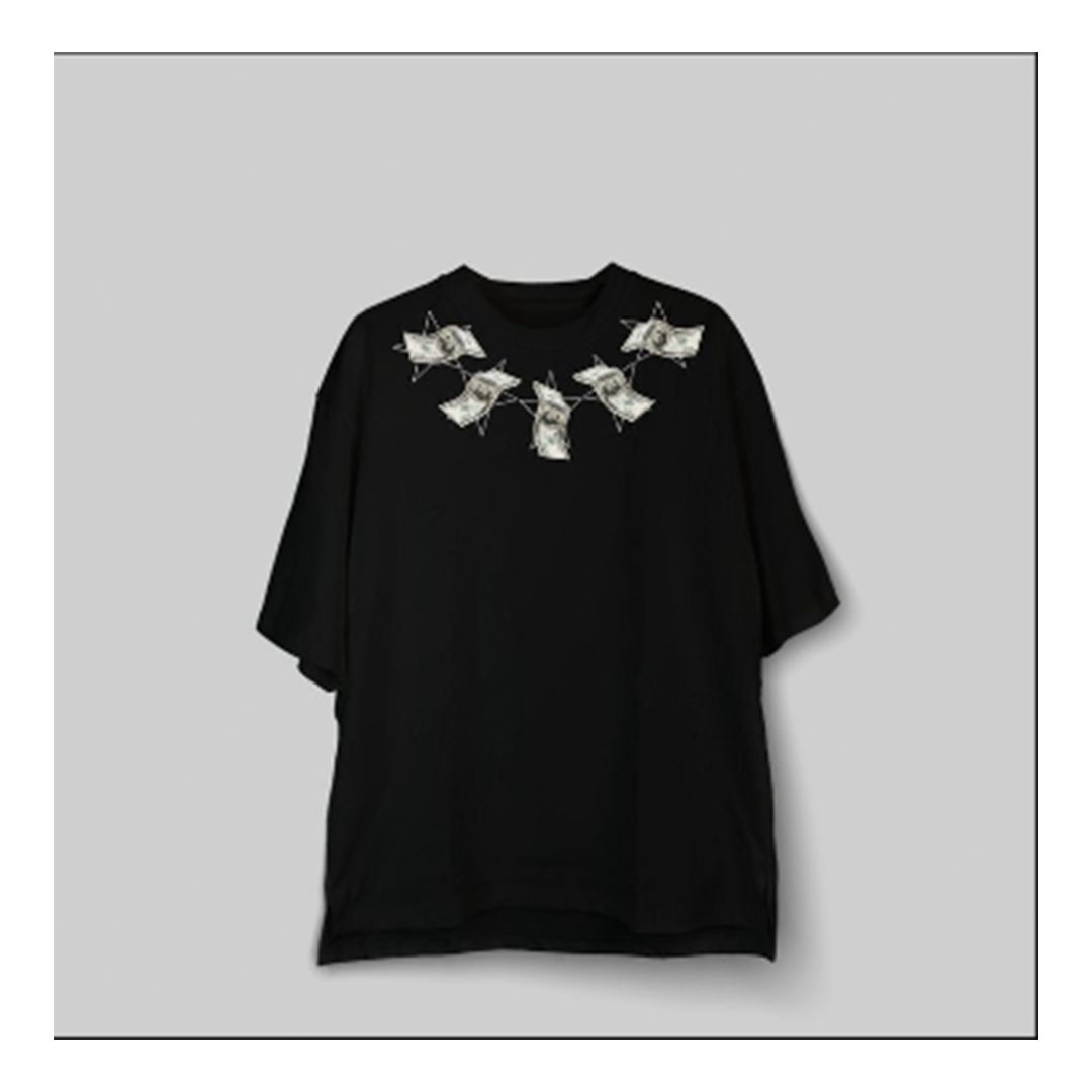 تيشيرت نص كم رجالي - شكل فلوس - أسود