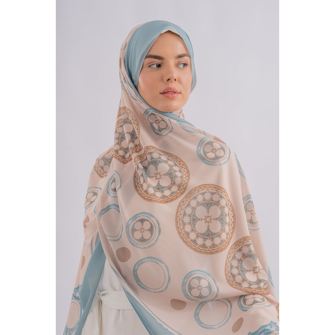 طرحة شيفون مطبوع Vintage Grace من عالمكي