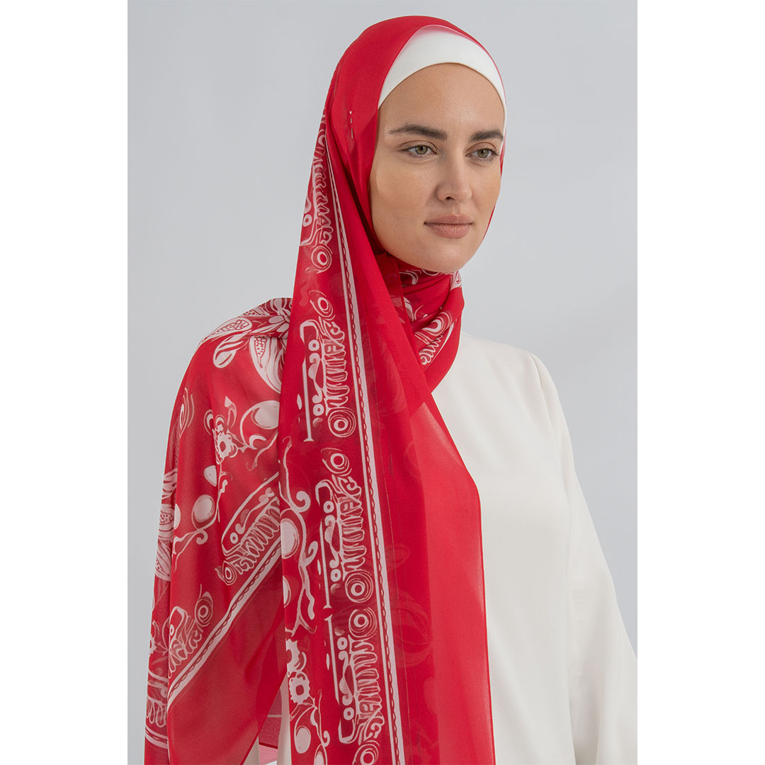 طرحة شيفون مطبوع Bold Petals من عالمكي