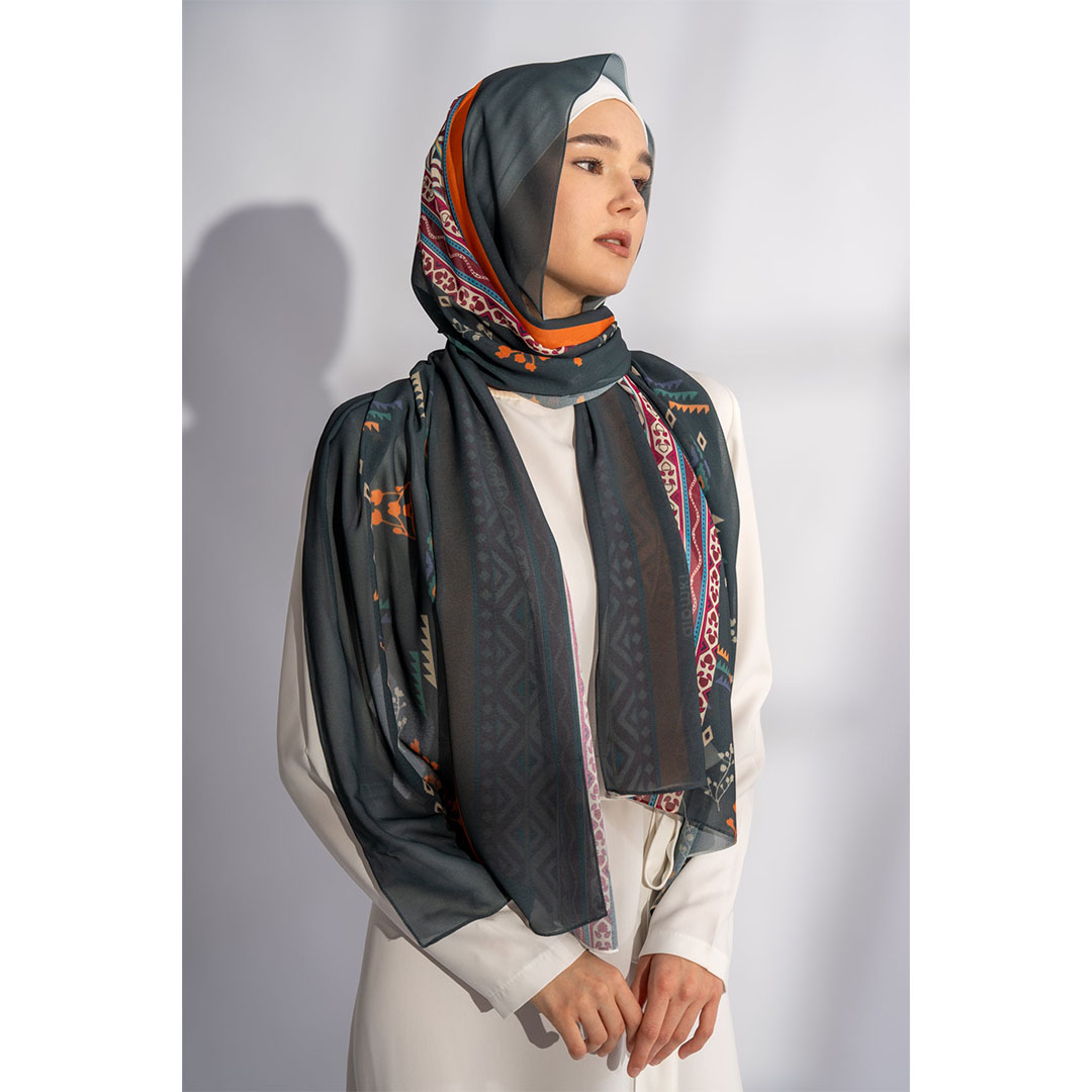 طرحة شيفون مطبوع Tribal Bloom من عالمكي