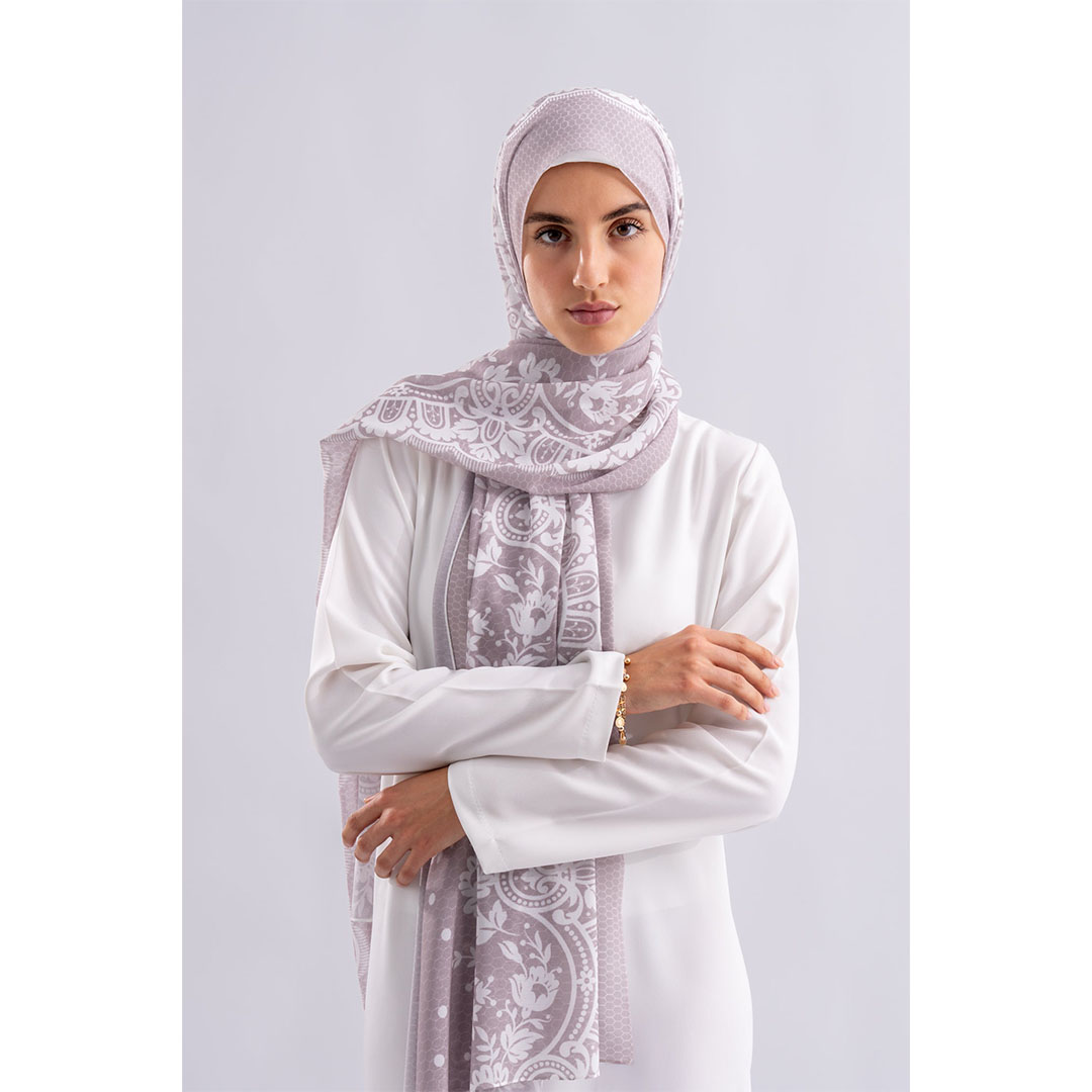 طرحة شيفون مطبوع Frost Lace من عالمكي